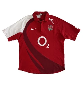 Maglia Nike England Rugby Uomo Taglia Large Ufficiale 2007-08 Away Union Rosso Top - Foto 1 di 9