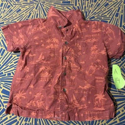 Camisa Children's Place Boys 36 Meses/3T Roja Hawaiana Abotonada Top Cuello Foto 1 de 4