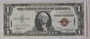 Billete de $1 1935 A Hawaii Segunda Guerra Mundial emisión de emergencia Reserva Federal AU SC bloque - Imagen 1 de 6