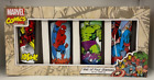 Marvel Comics Set of 4 16oz Glasses Iron Man, Spider-Man, Hulk, Capt Am  NIB