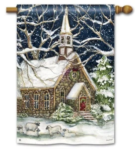 New Christmas Church Yard Flags 28" x 40" Breeze Art Solar Silk Polyester - Picture 1 of 2