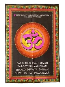 Pink Om Aum Ohm Sequined Wall Hanging Fair Trade 73 x 106 cm - Picture 1 of 4