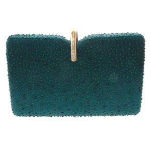 Bolso sin asas de noche con estrás satinado de moda tono dorado BZY169-GRN - Imagen 1 de 3