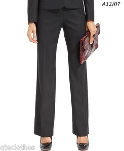 Pantalones KASPER $79 NUEVOS Kate Negro Plata Rayas Clásicos Frente Plano 18 L33 QCO - Imagen 1 de 4