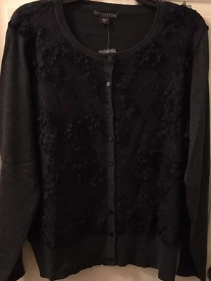 COVINGTON ENCAJE FRENTE CÁRDIGAN SUÉTER NUEVO BREZO CARBÓN L GRANDE ENVÍO RÁPIDO Foto 1 de 2