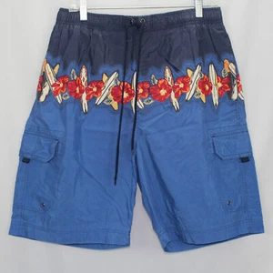 Pantalones Cortos de Natación Sonoma Pro-Active Para Hombre Talla Mediana Azul Tablas de Surf Diseño Floral - Imagen 1 de 9