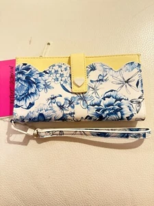 NWT Betsey Johnson XOPIXIE Blue Multi Floral Print Bifold Wallet WRISTLET - Picture 1 of 6