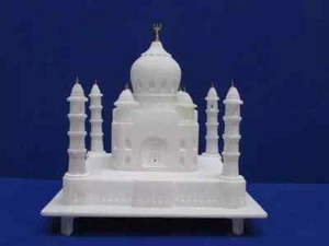 White Marble Taj Mahal Hand-crafted Antique Symbol Of Love Any Space Decor 9" - Picture 1 of 11