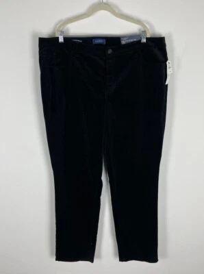 Nwt Talbots Velvet High Waist Straight Leg Pants Size 20w Black Stretch Slimming - Image 1 of 4