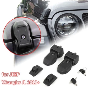 Pair Hood Latches Locking Hood Catch Lock 2Key For Jeep Wrangler JL 2018+ NEW - Picture 1 of 8