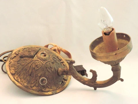 Vintage Heavy Wall Sconce Spain Electric Restoration Re-Purpose 9" Cover