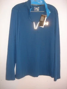 NWT's Under Armour BLUE HEAT GEAR 1/4 Zip Up BLUE SHIRT Size L REFLECTIVE STRIPS - Picture 1 of 3