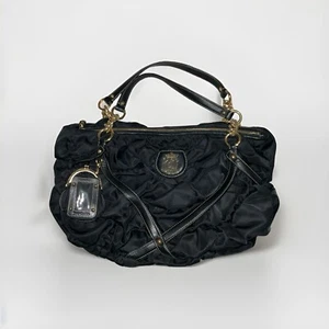 Vintage Y2K Black/Gold Nylon Juicy Couture Ruched Pleated Purse Shoulder Bag - Picture 1 of 9