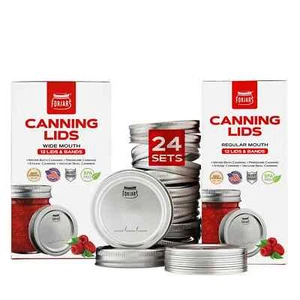 FORJARS - Count: 48 Pcs/ 12 set Regular & 12 set Wide Canning Lids and Rings - Picture 1 of 8