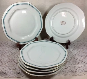 Tognana Porcellana D' Italia Gold and Aqua Dinner Plates Set of 6 Made in Italy - Picture 1 of 1