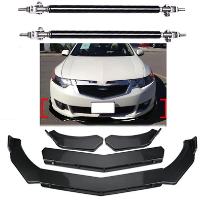 Carbon Front Bumper Lip Spoiler Body Kit + Strut Rods For Acura TSX 2009-2014 — 第 1/4 张图片
