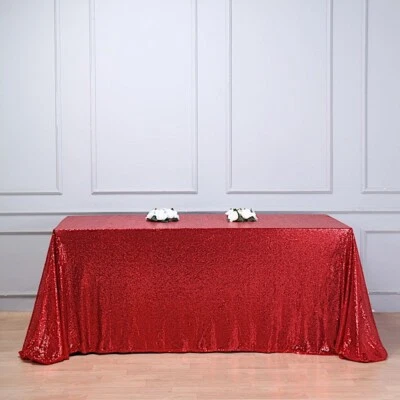 90" x 156" Sequin RECTANGULAR Tablecloth Dinner Wedding Linens Party Decorations - Image 1 of 4