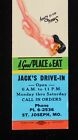 1960s Jack's Drive-In Call In Orders Sexy PinUp Saint Joseph MO Buchanan Co MB