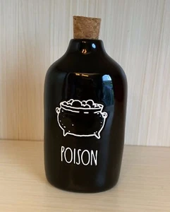 Rae Dunn Negro Halloween VENENO Botella con Tapón de Corcho Difusor (caldero) NUEVO - Imagen 1 de 3