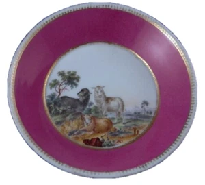 Nice Antique 18thC KPM Berlin Porcelain Sheep Scene Saucer Porzellan Unterteller - Picture 1 of 5