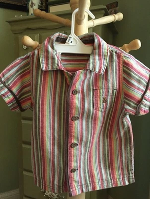 Camisa Top Baby Gap Mezcla Lino Manga Corta Talla 18 24 Meses Foto 1 de 3