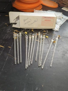 12 Vintage Glass Twist Icicle Christmas Tree Ornaments Lillian Vernon  - Picture 1 of 3