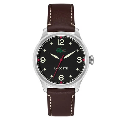 Lacoste Brown Leather Black Dial Men's Watch - 2011398 - image 1 of 4