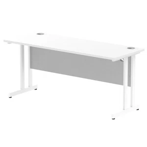 Impulse 1600 X 600Mm Straight Desk White Top White Cantilever Leg MI002203 - Afbeelding 1 van 1