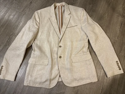Blazer Zara Hombre Lino Beige Espiga Sin Forro Informal Verano Chaqueta Talla 46R Foto 1 de 4