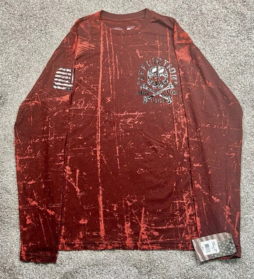 Camiseta de manga larga para hombre Affliction Defenders of Freedom talla 2XL roja nueva con etiquetas $64 Foto 1 de 4