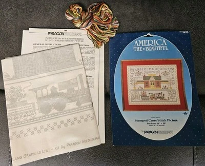 Paragon Needlecraft Kit America the Beautiful Sampler Punto de Cruz Estampado ABIERTO Foto 1 de 4