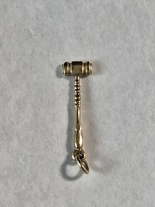 14k Gold 3D Gavel Hammer Charm 1" / .7 Gram - Picture 1 of 7
