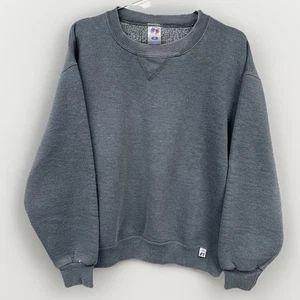 Vintage Gray V Stitch Crewneck Sweatshirt Russell Dri Power Medium - Picture 1 of 10