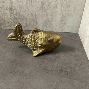 Vintage Messing Fisch Skulptur 5,25" Maritim Dekor Figur Briefbeschwerer - Bild 1 von 9