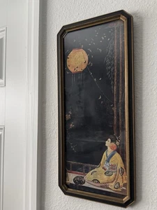 Vintage Mary Gold Art Deco Fantasy Print Moths Japan Original Frame - Picture 1 of 7