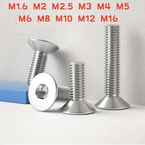 M1.6 M2 M2.5 M3 - M16 Countersunk Head Hex Screws Allen Key A2 Stainless Steel - Picture 1 of 7