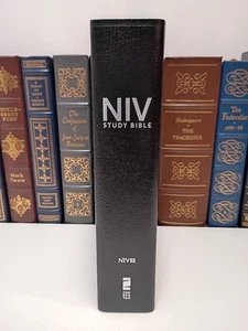 NIV Study Bible Black Bonded Leather Full Color Photos Maps Charts 20K Notes New - Picture 1 of 14