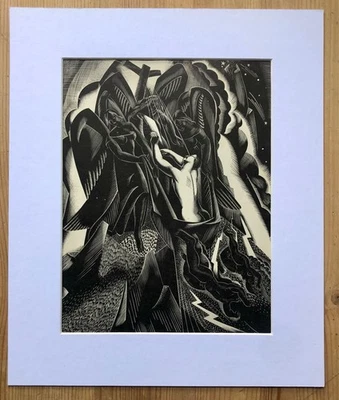 Blair Hughes-Stanton гравюра на дереве печать Pilgrims Progress 1951 смонтированная 12 дюймов x 10 дюймов - Изображение 1 из 4