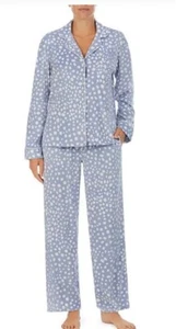 New Donna Karan 3XL Polka Dot Print Long Sleeve Velour Pajama Set 92343 - Picture 1 of 1