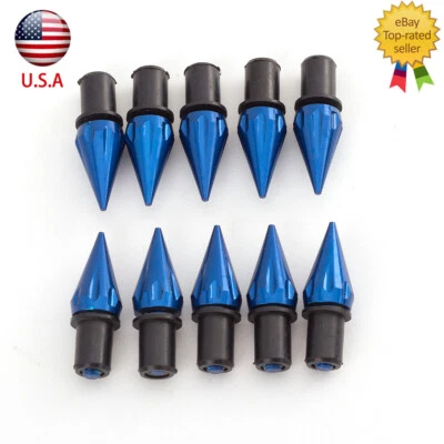 Blue 10pcs 5mm Blue CNC Windscreen Spike Bolts M5 Screw Nuts Windshield Aluminum - Image 1 of 4