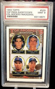 CHIPPER JONES ROOKIE 1993 Topps Top Prospects #529 🔥PSA 9 MINT 🔥 Braves MLB