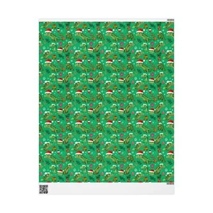 Christmas Dinosaur Wrapping Paper Roll for Gift Packaging - T-Rex Gift Wrap - Picture 1 of 3