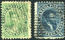 Canada Stamp # 18 - 19 VG/F Used - QV 12-1/2c, Cartier 17c ~UN $145 (1859)