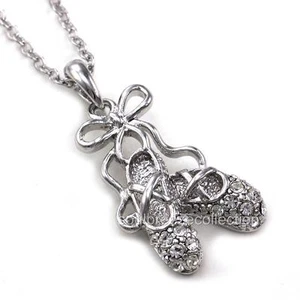 Cute Dancing Ballerina Dancer Ballet Dance Shoes Pendant Necklace Girl Charm v1 - Picture 1 of 1