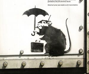Banksy Rat with umbrella Ed.300 Printed Signature Ed.number pencil France
