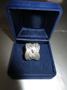 SCH-1) LLAMATIVO ANILLO ANCHO PLATEADO PUNTO RIEL ANILLO ABIERTO - Imagen 1 de 8