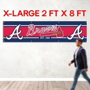 Atlanta Braves Flag Large 2x8 FT Large Banner Logo Baseball MLB FREE SHIPPING - Picture 1 of 11