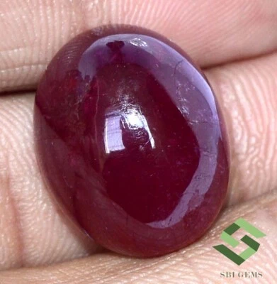 20x16 mm Natural Ruby Oval Cabochon 40.13 CTS Deep Red Shade Loose Gemstone GF - Image 1 of 4