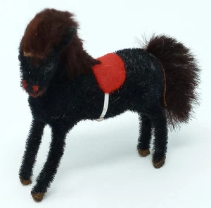 Kunstlerschutz Black 2.75" Horse Handwork West Germany Vintage pony flocked - Picture 1 of 15