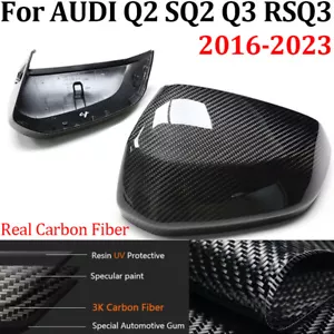 For AUDI Q2 SQ2 Q3 RSQ3 2016-2023 Carbon Fiber Car Rear View Mirror Cover Caps - Foto 1 di 14